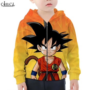 

CLOOCL Newest Japanese Anime Dragon Ball Zipper Hoodie Boy Girl 3D Print Kids Autumn Hooded Casual Sweatshirt Harajuku Tops