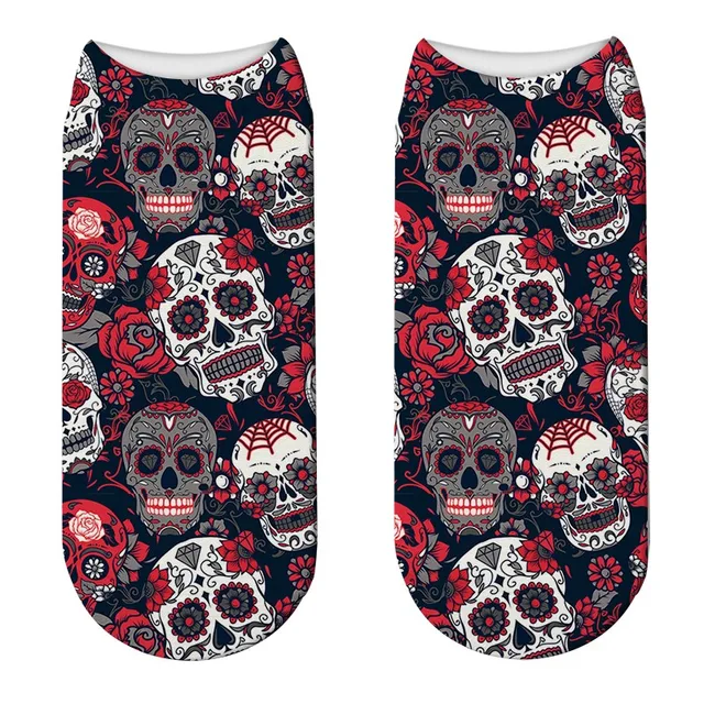 3D Cool Skull Printed Socks For Unisex Women Fashion Funny Low Ankle Socks Harajuku Cotton Comfortable Short Socks For Female Style4