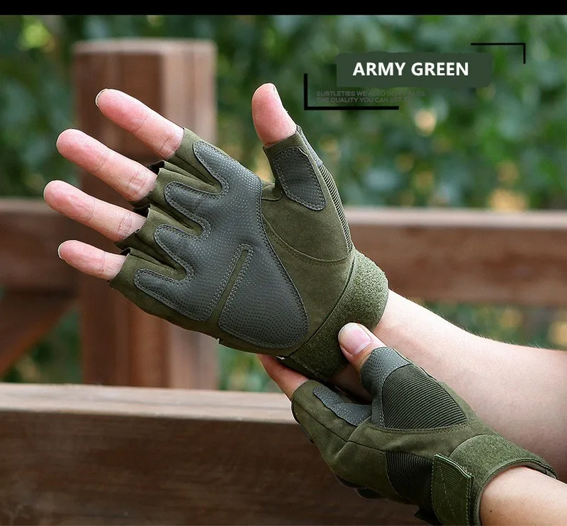 Tactical riding gloves anti-skid wear resistant quakeproof fighting rock outdoor sun protection fitness half finger gloves
