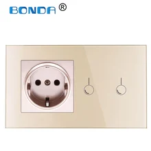 146 ЕВРО Стандартный сенсорный выключатель, панель из закаленного стекла, соединительный переключатель, комбинированный AC110-240