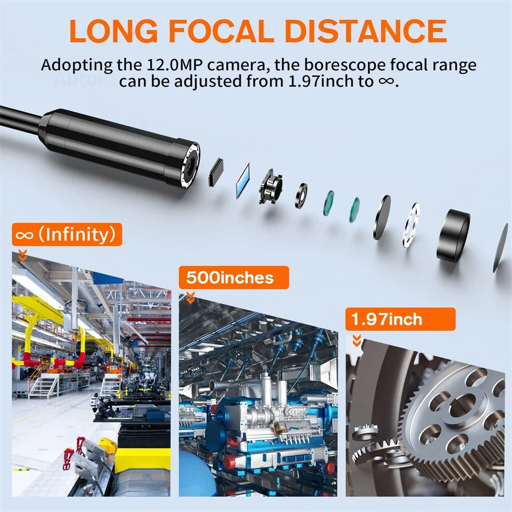 Oiiwak 12MP Car Endoscope  Autofocus WiFi Endoscope Mini Camera 5X Zoom Camera Endoscope for Android IOS Underwater Camera