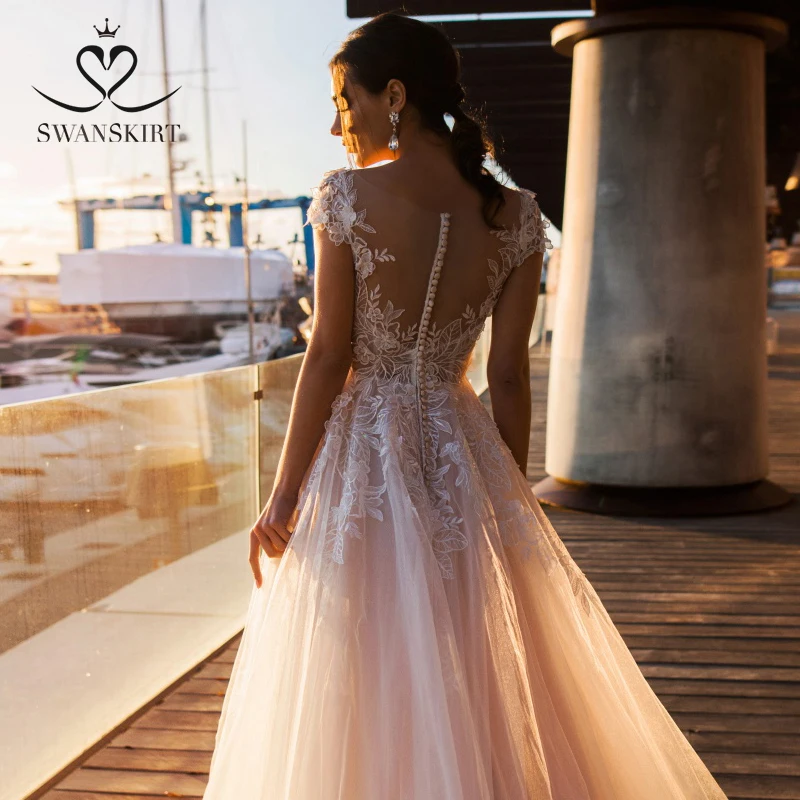 Модное свадебное платье с аппликацией 2019 милое ТРАПЕЦИЕВИДНОЕ ПЛАТЬЕ Boho Vestido De