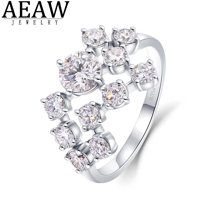 1.5ctw 5mm Round Excellent DEF Color CVD HPHT Lab Grown Diamond  Engagement Ring Solid Real 18k White Gold For Women