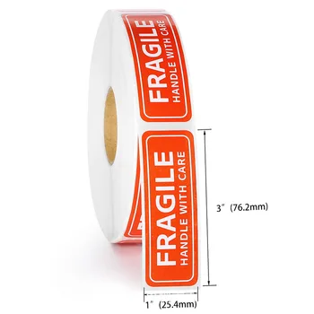 

1roll/1000Pcs 1x3inch fragile warning label sticker handle Please keep the quality of dry shipping express labels