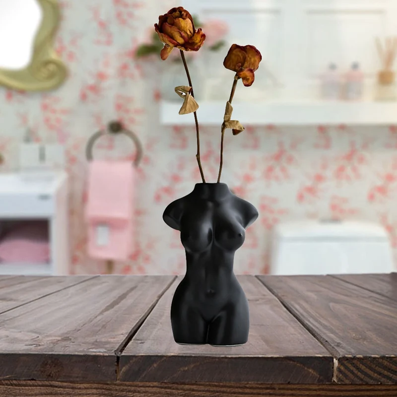 Ceramic Vase Home Decoration Art Body Ornament Flower Arrangement Creative Design Nude Female Sculpture Vase Hobby