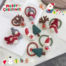 Лося Рождественская серия супер милые сукно снеговик рождественские заколка в виде елки, волосы на заколках для наращивания веревка из Южной Кореи для девочек сбоку