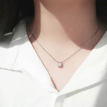 

Warme Farben 925 Sterling silver Women Pendant necklaces Zircon Crystal Chain Necklace Jewelry Accessories Ladies