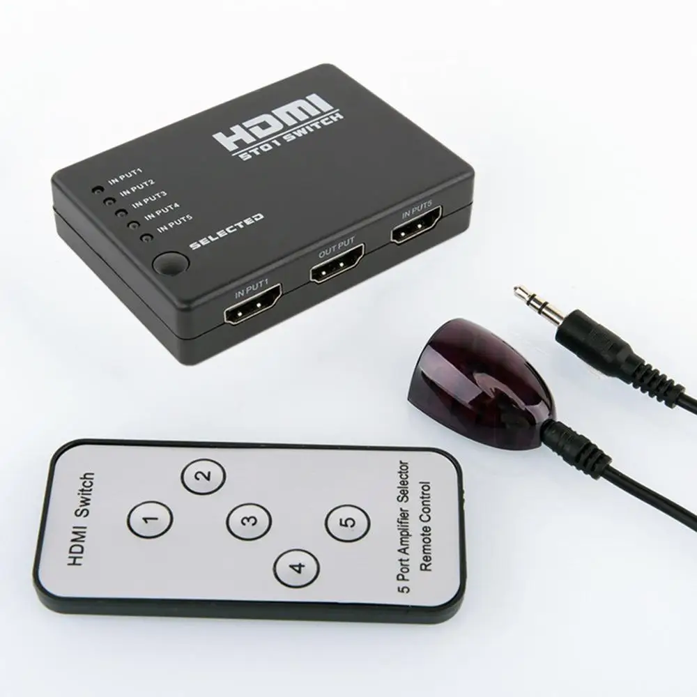 Набор Мини 5 портов 1080P видео Hdmi Коммутатор Hdmi сплиттер с ИК пультом дистанционного разветвителя коробка для Hdtv Ps3 Dvd