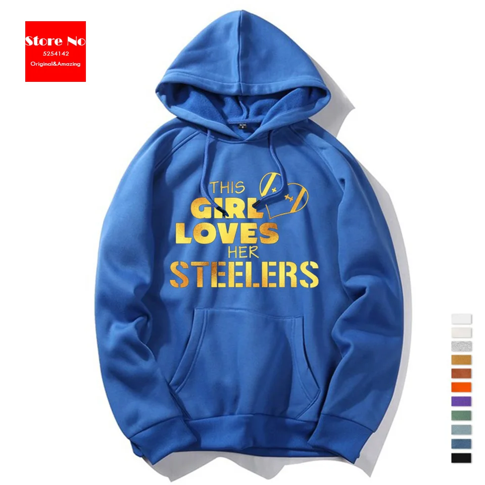 Осенне-зимняя Толстовка в стиле хип-хоп, толстовка с надписью «This Girl Loves Her Steelers», женские пуловеры с буквенным принтом, толстовка с капюшоном, куртка steelers