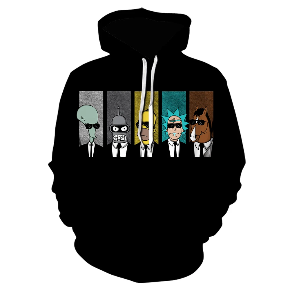 

New winter Anime hoodie Men Women Simpson rick Printing 3D sweatshirt Casual Harajuku Cartoon Funny long-Sleeved black clothes