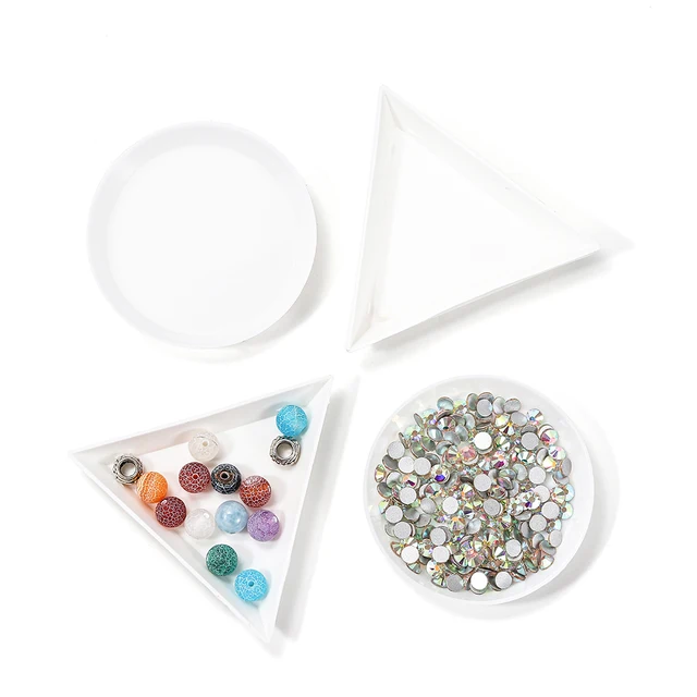$US $1.35  10pcs beauty nail Dotting rhinestone Triangle Round Plate Jewelry Beads Display Plastic