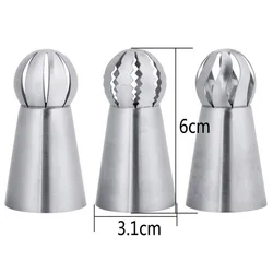 Deluxe Russian Piping Nozzle Set - 3-Piece Sphere Tips for Cake and Cupcake Decorating (3pcs)