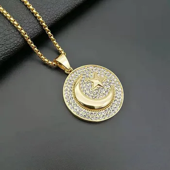 

Funmode Hip Hop Stainless Steel Star Moon Design Pendant Necklace For Women Men Jewelry Accessories bola de grossess FN146