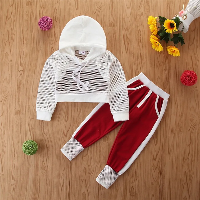 Children's fashion suit girls' hooded grid Top + suspender + trousers three piece fashion 2020 new leisure sports wear