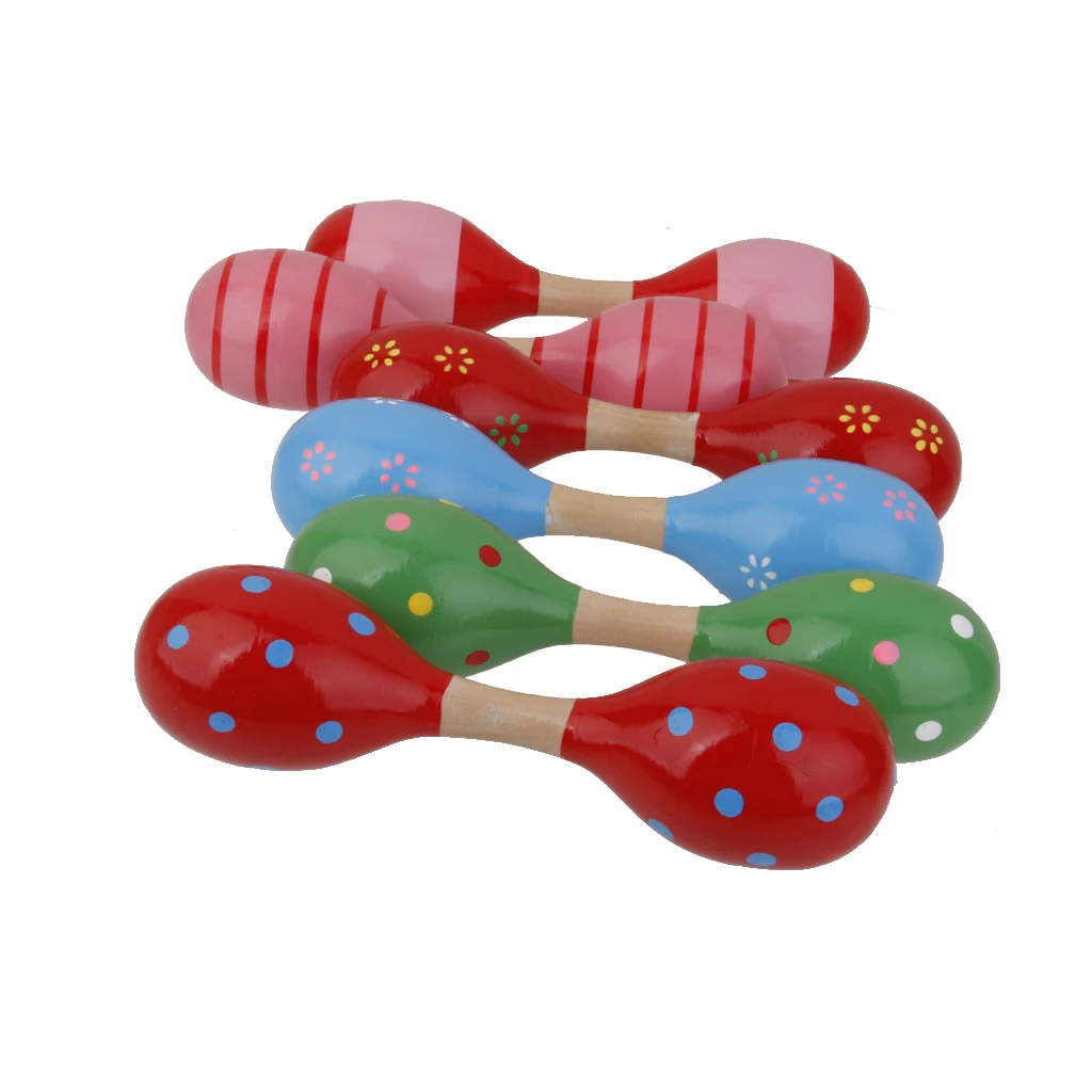 Radom 1x Wooden Maraca Wood Rattle Musical Party Baby Shaker Toys 22.5cm