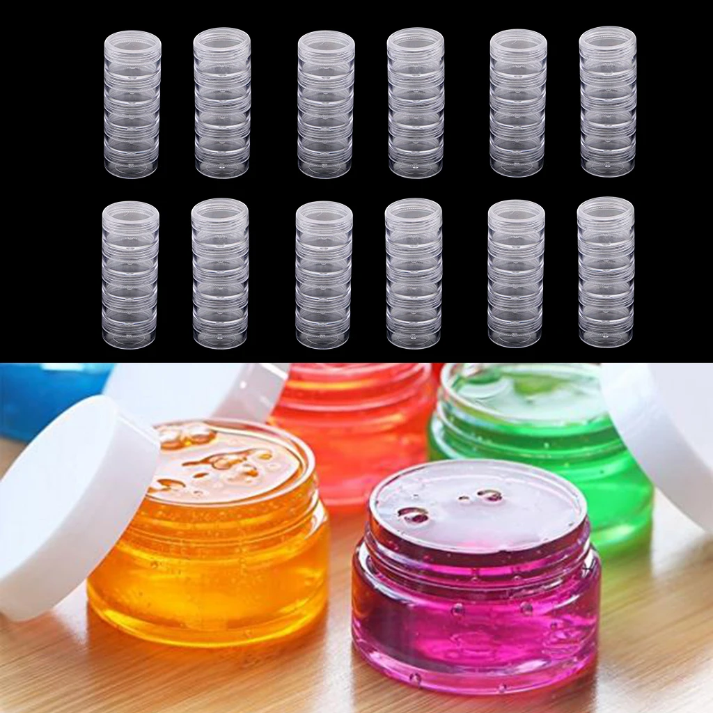 12Set 5 Stackable Clear Screw Top Jar Storage Containers Craft Jewelry Bead Box