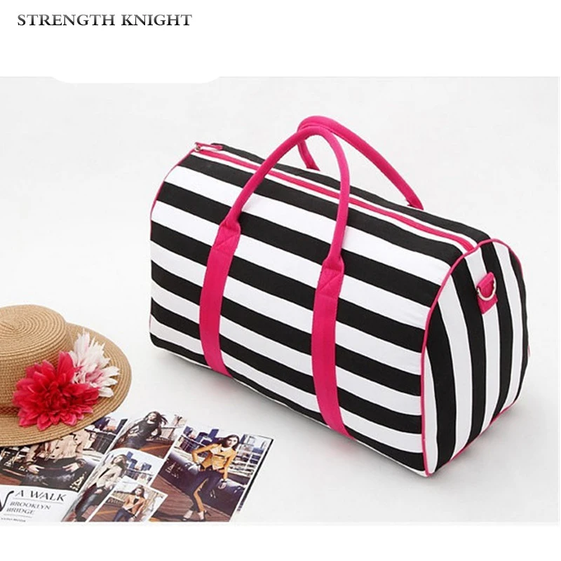Women Canvas Handbags Cross Body Bag Messenger Bags Stripe Beach Bag Travel Bags