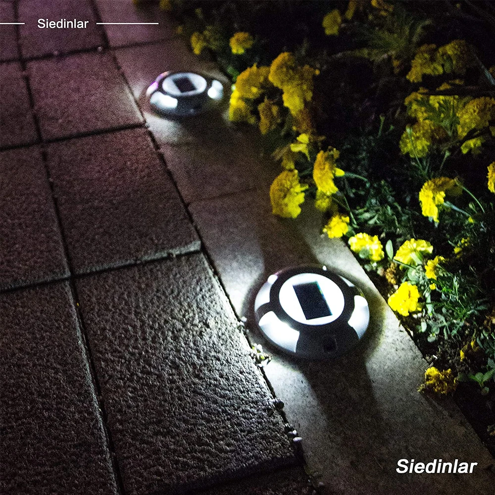 4 Pack Solar Deck Lights solar ground lights Driveway Dock LED Light Solar Powered Outdoor Waterproof Road Markers for Step Sidewalk Stair