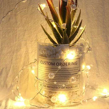 

Pear 20LED String Lights 4.5V Battery Copper Wire Pearl String Light Warm White Christmas String Light for Garden Home Decor