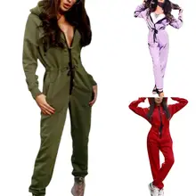 

60% Hot Sales Women Jumpsuit Hooded Drawstring Autumn Long Sleeve Waist Tied Romper for Dating