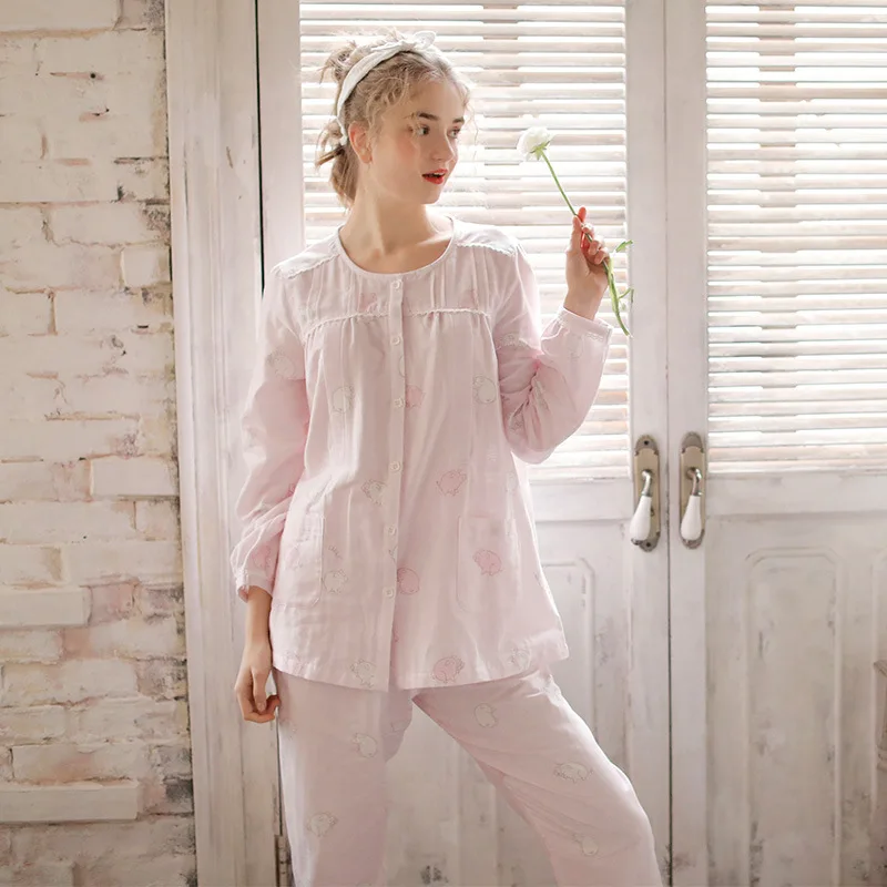 

New Style Confinement Clothing Pure Cotton Gauze Pregnant Women Pajamas Lactation Garment Homewear Set Nursing Clothes
