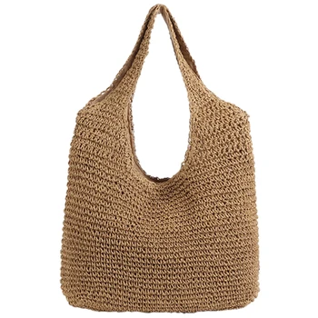 

Korean Version Ins Wind Beach Holiday Style New Handmade Woven Bag Shoulder Simple Solid Color Wild Straw Bag