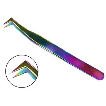 

Stainless High Precision Bend False Eyelashes Tweezers Lashes Applicator Clip Rainbow Eyelash Extension Skin Remover Manicure