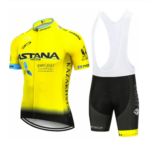 Cycling suit Команда Астана белая одежда для велоспорта Джерси Ropa мужские летние профессиональные майки для велоспорта гелевые велосипедные шорты - Цвет: Cycling suit