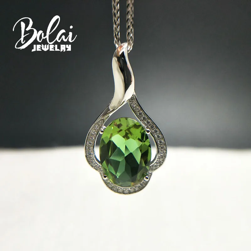 Bolaijewelry, zultanite изменение цвета 10*14 мм драгоценный камень кулон 925 серебро, созданное изменение цвета, модные украшения для девочек - Цвет камня: diaspore