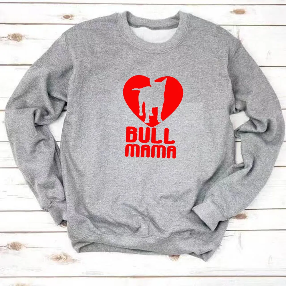 Свитшоты Бультерьера Bull Mama Plus бархатные толстовки Mujer Harajuku Толстовка Свободные женские повседневные спортивные толстовки с капюшоном S-3XL - Цвет: grey