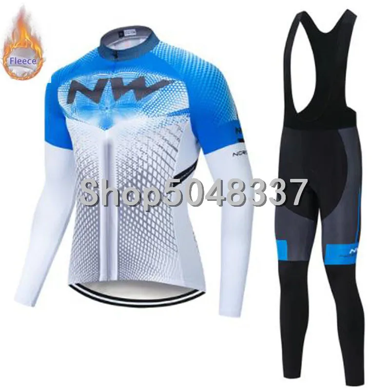 

NW 2019 Pro Men Winter Thermal Fleece Cycling Clothes Long Sleeve Jersey Suit Bike MTB Clothing Kit Bib Pant Set