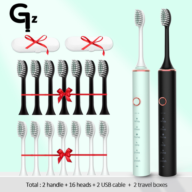 2022 Sonic Electric Toothbrush ipx7 Adult Timer Brush 18 Mode USB Charger Rechargeable Tooth Brushes Replacement Heads Set