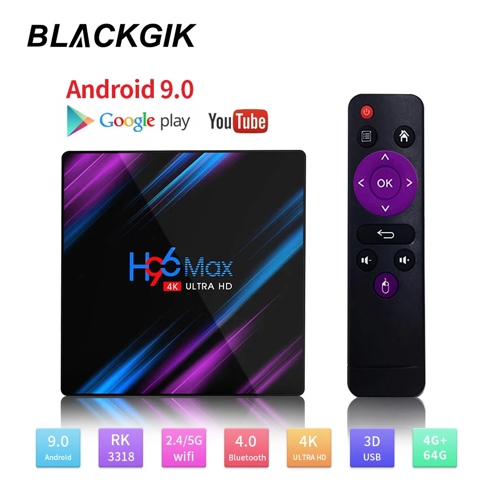 H96 MAX tv Box Android 9,0 RK3318 4G 32GB 64GB HD 4K 3D Dual WiFi Bluetooth 4,0 USB3.0 Smart медиаплеер 2GB 16GB