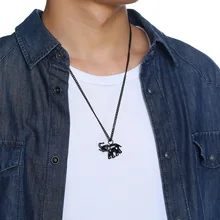 цена Black Elephant Pendant Necklace For Man Fine Cuban Style Chain Fashionable Man Gift Solid Stainless Steel Jewelry Accessories