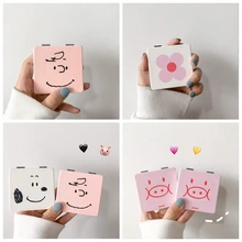 Mini espelho quadrado forma menina mini bonito impressão dupla lados portátil espelho bolso maquiagem cosméticos espelhos compactos
