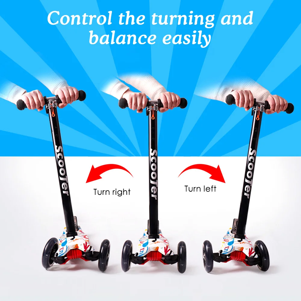 Foldable Scooter for Kids 3 Wheel Scooter with Light Up Wheels Kick for 3-8 Year Adjustable Height Lightweight