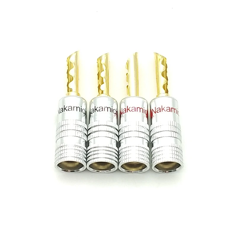 

100pcs Nakamichi Banana plug 24K Gold Plated Copper BFA 4mm Banana connector Male Speaker plug black&red