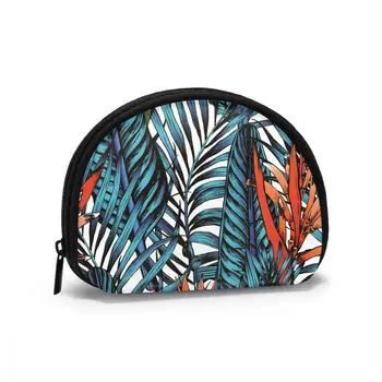 

Man Women Smart Wallet Business Card Wallet Credit Business Mini Card Wallet Blue Tropical Leaves Palm Tree Bird In Paradise