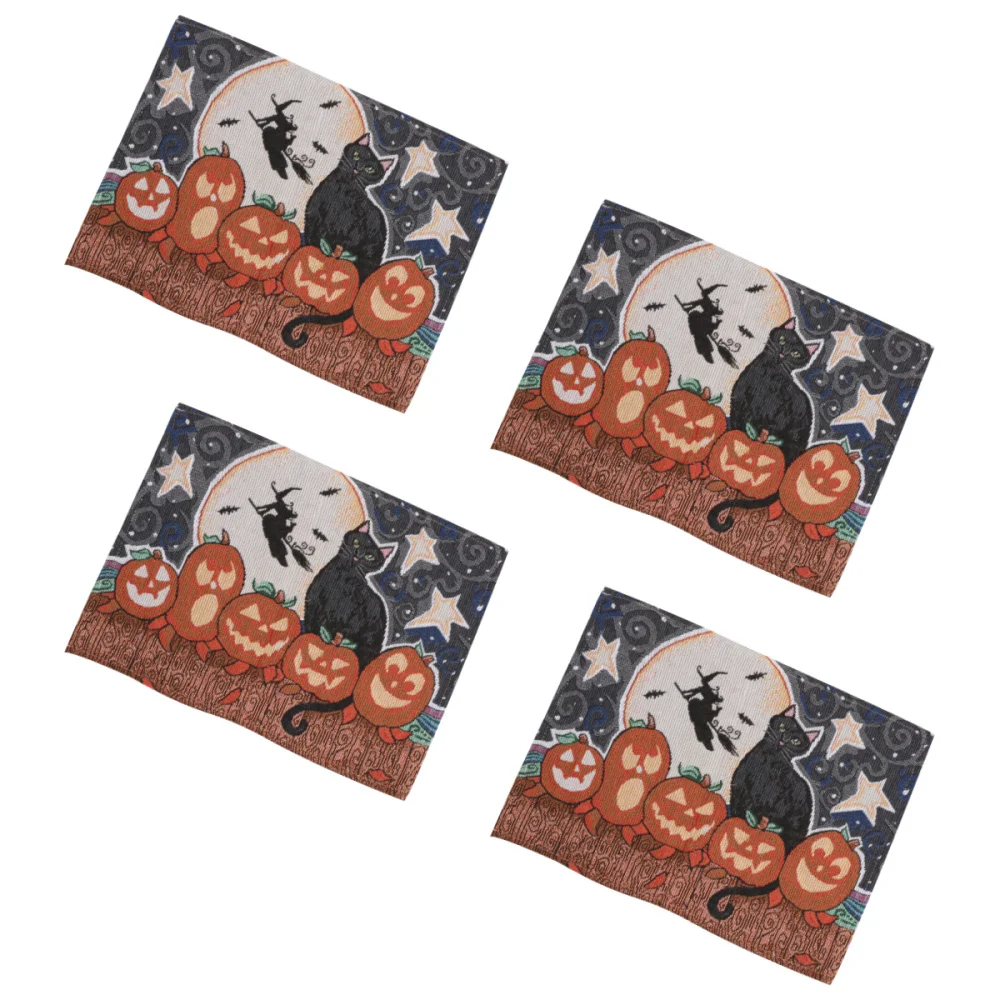 

4Pcs Coaster Table Mat Cup Mat Tablecloth For Halloween Restaurant