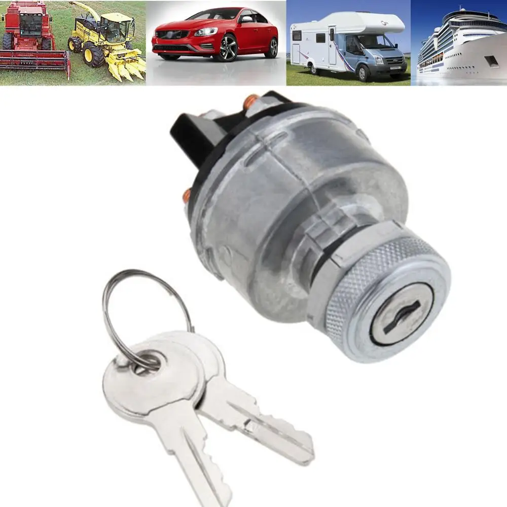 

Ignition Key Starter Switch With 2 Keys For Car RV Tractor Trailer Boat Universal silver