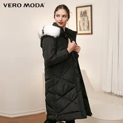 Vero Moda женский съемный длинный пуховик с капюшоном из лисьего меха | 318312509