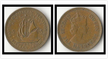

East caribbean 5 Cents Coin Caribbean Latin America 100% Real Original Coins Collection old