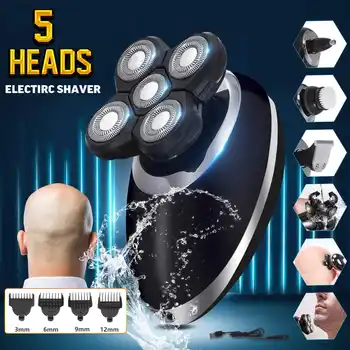 

3 IN 1 USB Rechargeable Baldheaded Hair Clipper Rotary Electric Hair Trimmer Cordless Shaver Trimmer Men Barber