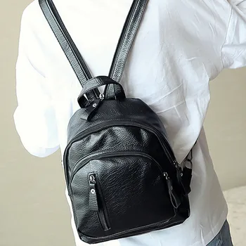 

Simple Solid Waterproof High Capacity Backpacks Bags Women Retro Leather Daypack Travel bag computer bag портфель 2020 New