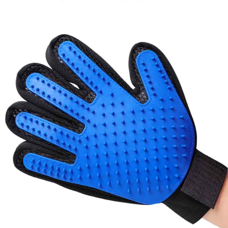 

Pet Grooming Brush Glove, Dog Hair Remover, Gentle desheding Massage mitt, Five Finger Comb Tool with adjuseable Wrist Strap