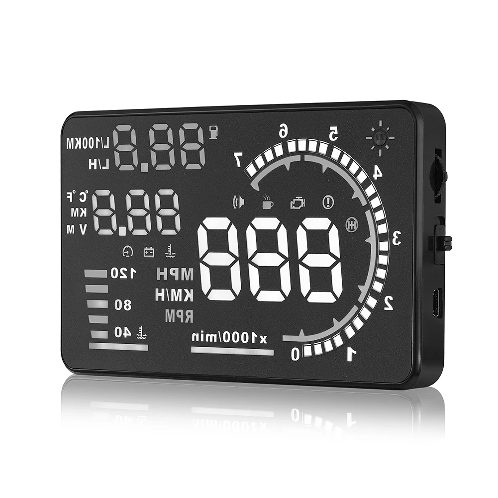 A8 HUD Автомобильный дисплей 5," светодиодный проектор на ветровое стекло Автомобильный цифровой gps OBD скоростной дисплей для вождения топлива Предупреждение ющий сигнал
