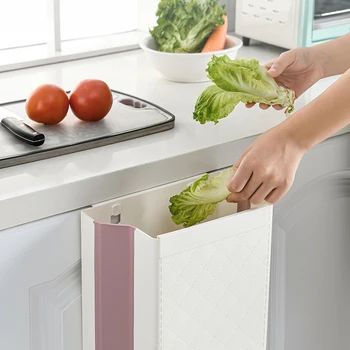 

Bin Kitchen Cabinet Door Hanging Trash Can Wall Mounted Trashcan For Bathroom Toilet Garbage Storage