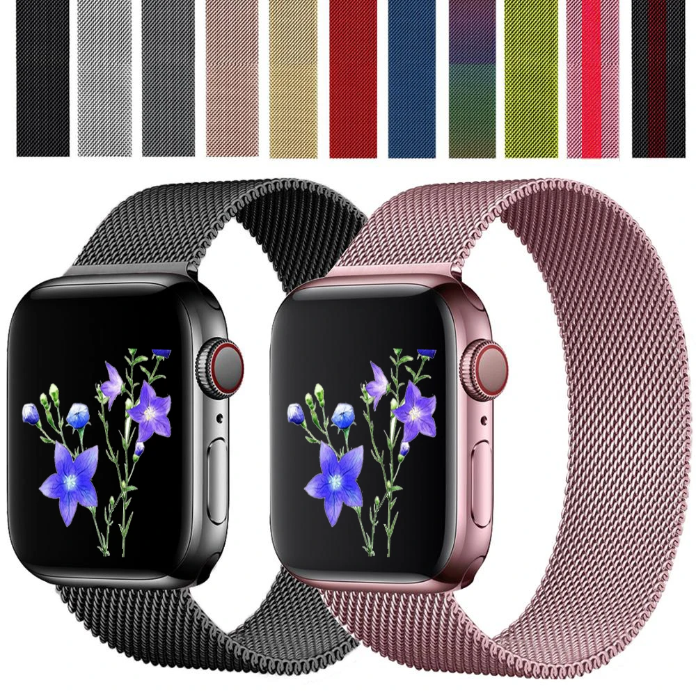 

Strap For Apple watch 6 5 band 44mm 40mm iWatch series 4 3 2 1 stainless steel bracelet Milanese loop Apple watch band 38mm 42mm
