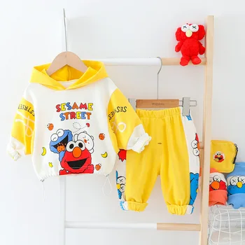 

Spring Children's Cartoon Suit Lovely Long Sleeve Hooded Sweatshirt+Trousers 2pcs Leisure Kids Set Pullover Brand Baby Tracksuit