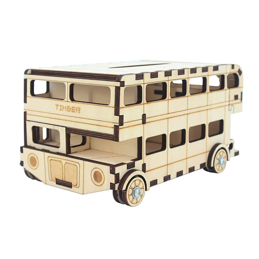 

Creative Wooden Puzzle Model Kit DIY Assembly Tissue Case - London Bus